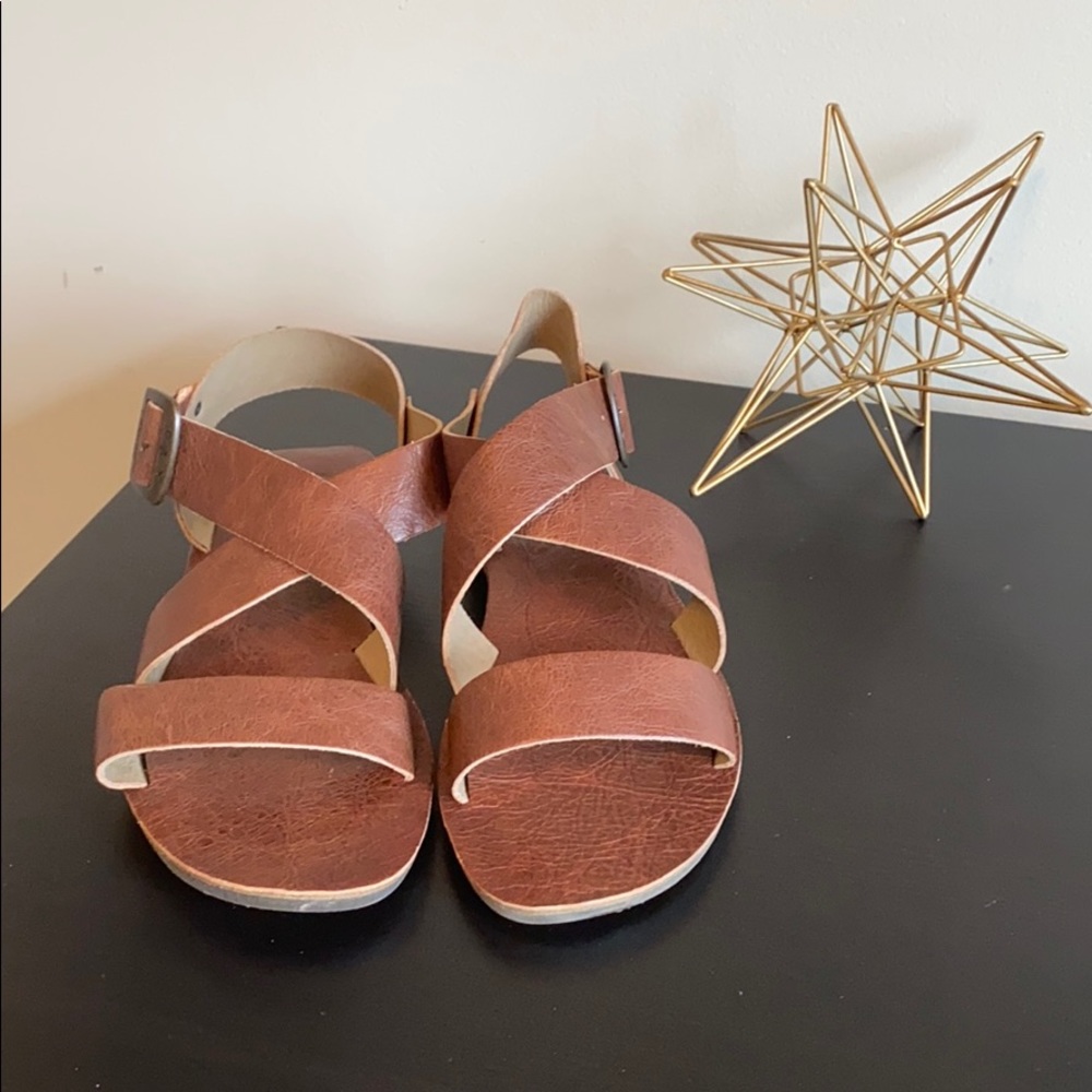 Fly London Beautiful Cognac colored sandals.